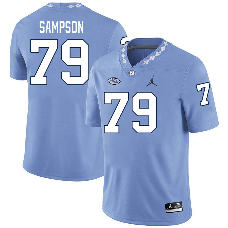 Men #79 Howard Sampson North Carolina Tar Heels College Football Jerseys Stitched-Carolina Blue